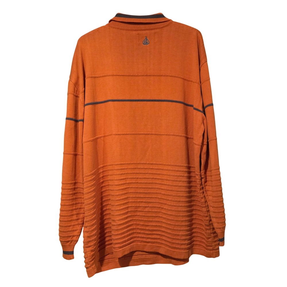 Johnny Blaze XXL Long Sleeve Polo Shirt Orange Gray Embroidered Logo Knit Top - Picture 6 of 9